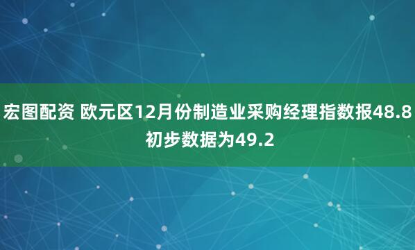 宏图配资 欧元区12月份制造业采购经理指数报48.8 初步数据为49.2